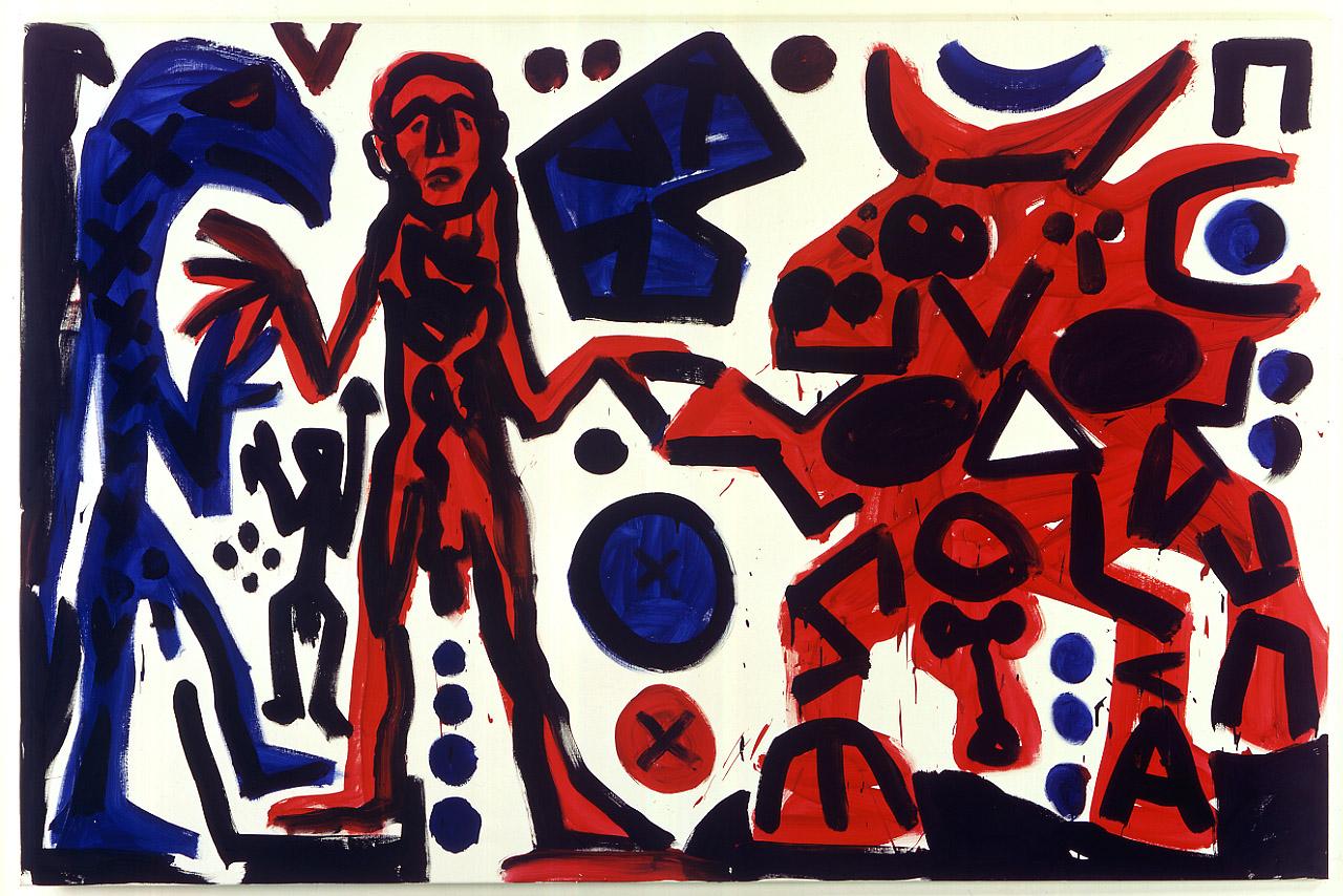  A.R. Penck, "Mann, Adler, Stier", 1995  Bildmaß 200 x 300 cm