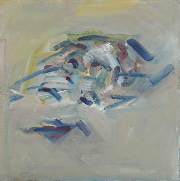 Frank Auerbach „Reclining Head of Julia“, 2019-2020 Acryl auf Holz 56,5 x 56,5 cm