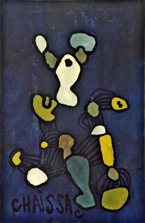 Gaston Chaissac, Composition fond bleu nuit