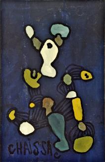 Gaston Chaissac, Composition fond bleu nuit