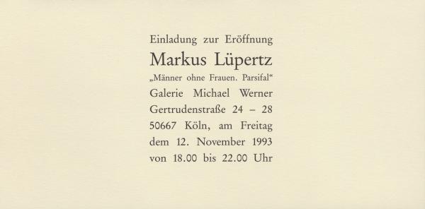 Markus Lüpertz - Männer Ohne Frauen. Parsifal