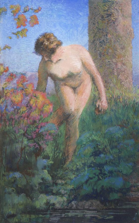 Ker-Xavier Roussel "Ginette au bain ou Nu à la source", ca. 1930, Pastel auf Papier, 86 x 54 cm